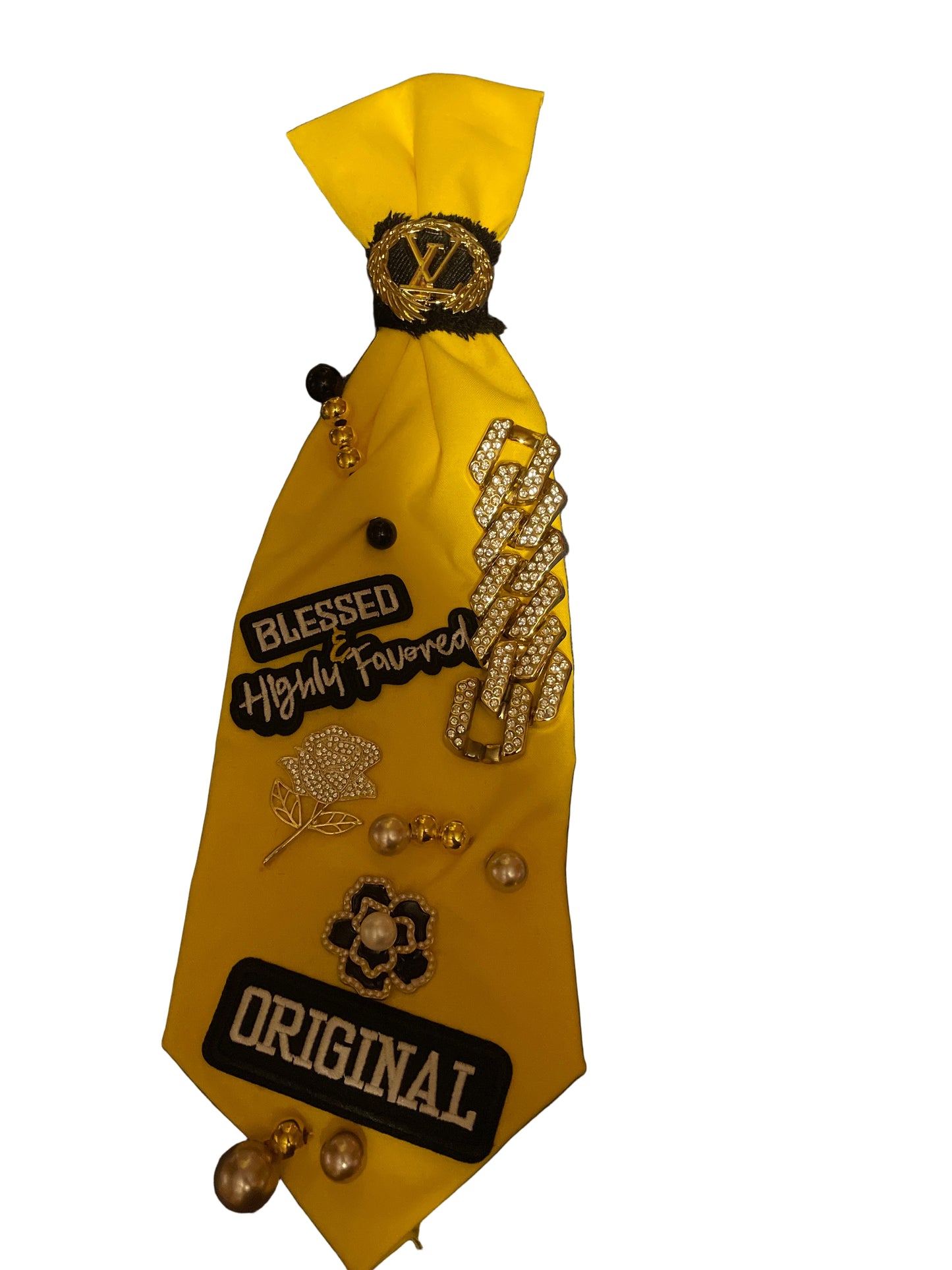 Yellow bling out necktie