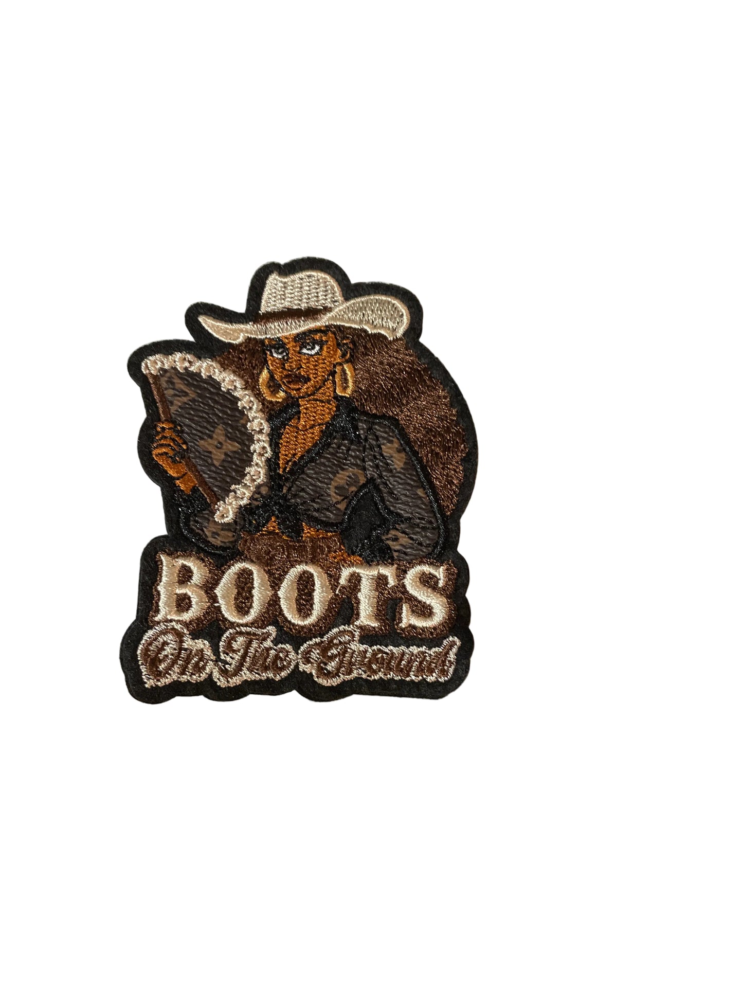 Small leather boots on the ground lady