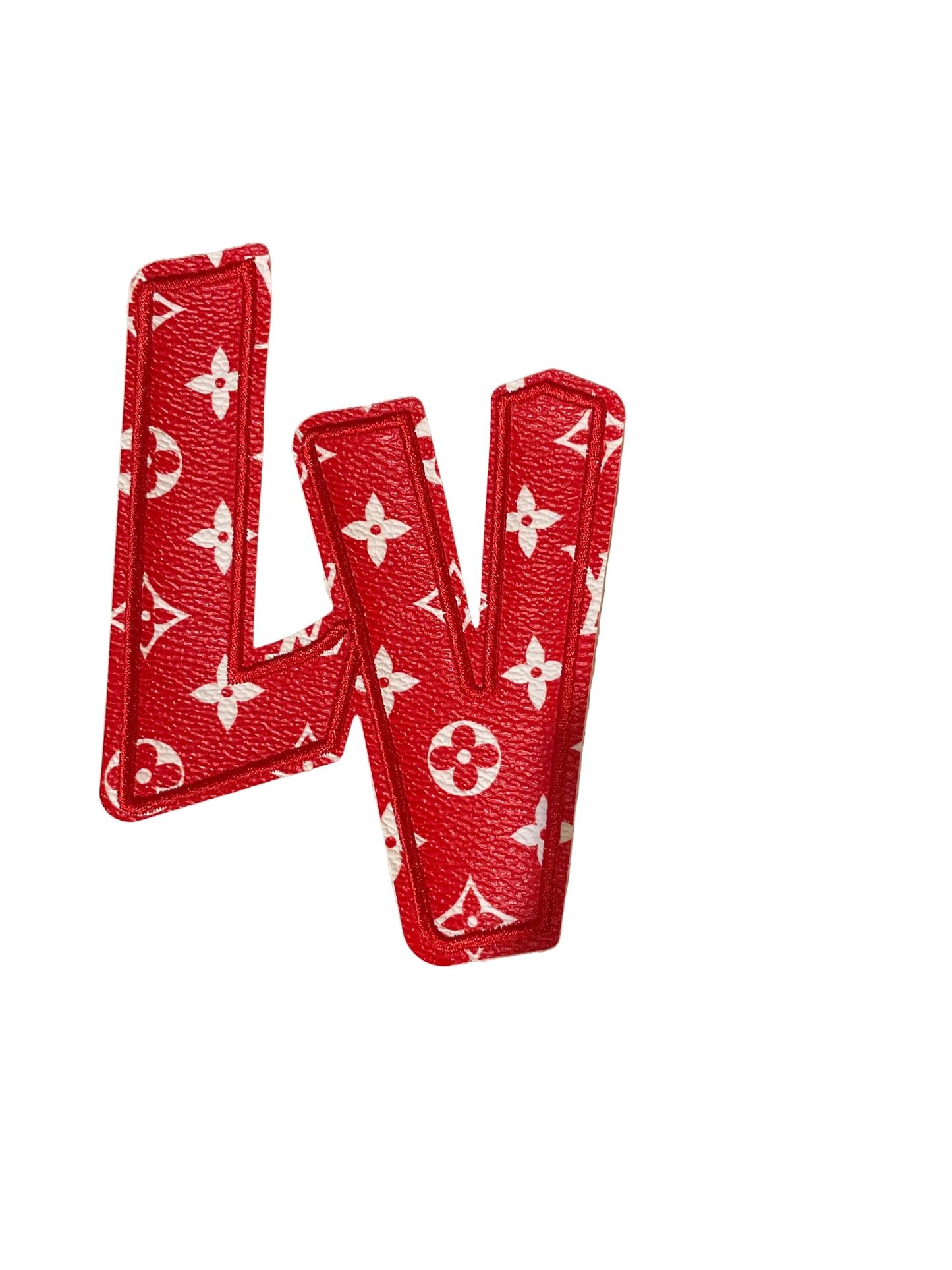 Med red/white leather initials