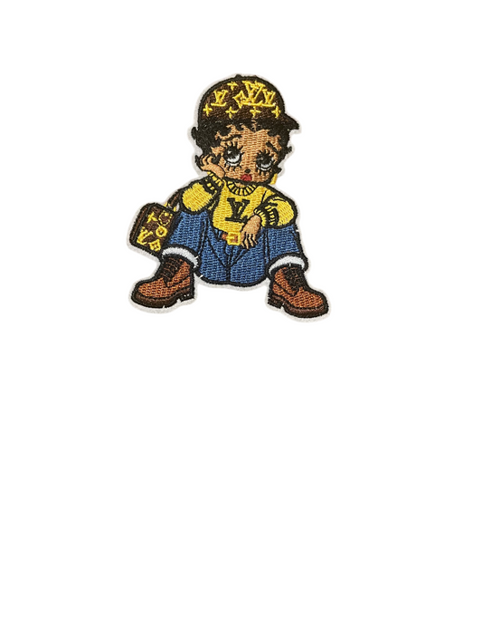 Lady with yellow L hat patch