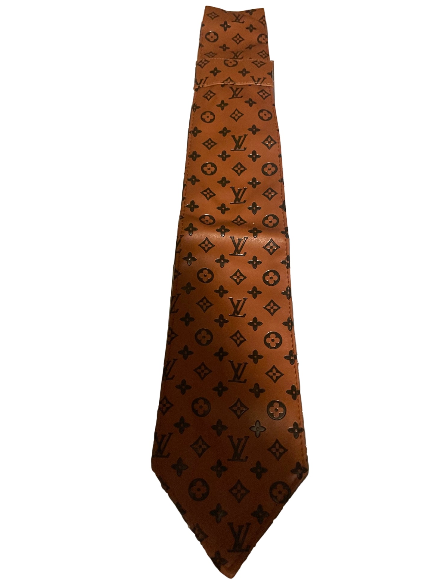 Brown l leather necktie