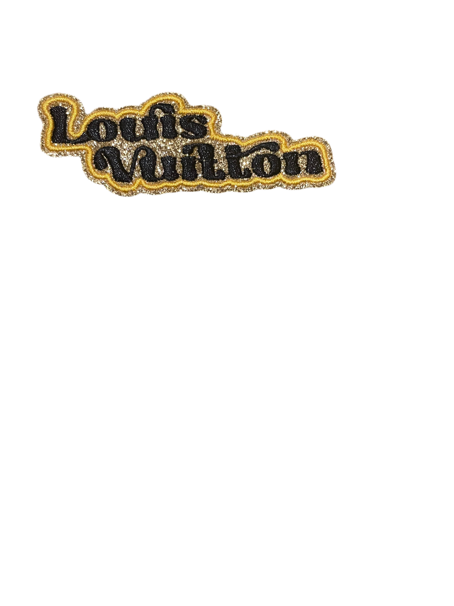 Small black and gold name patches