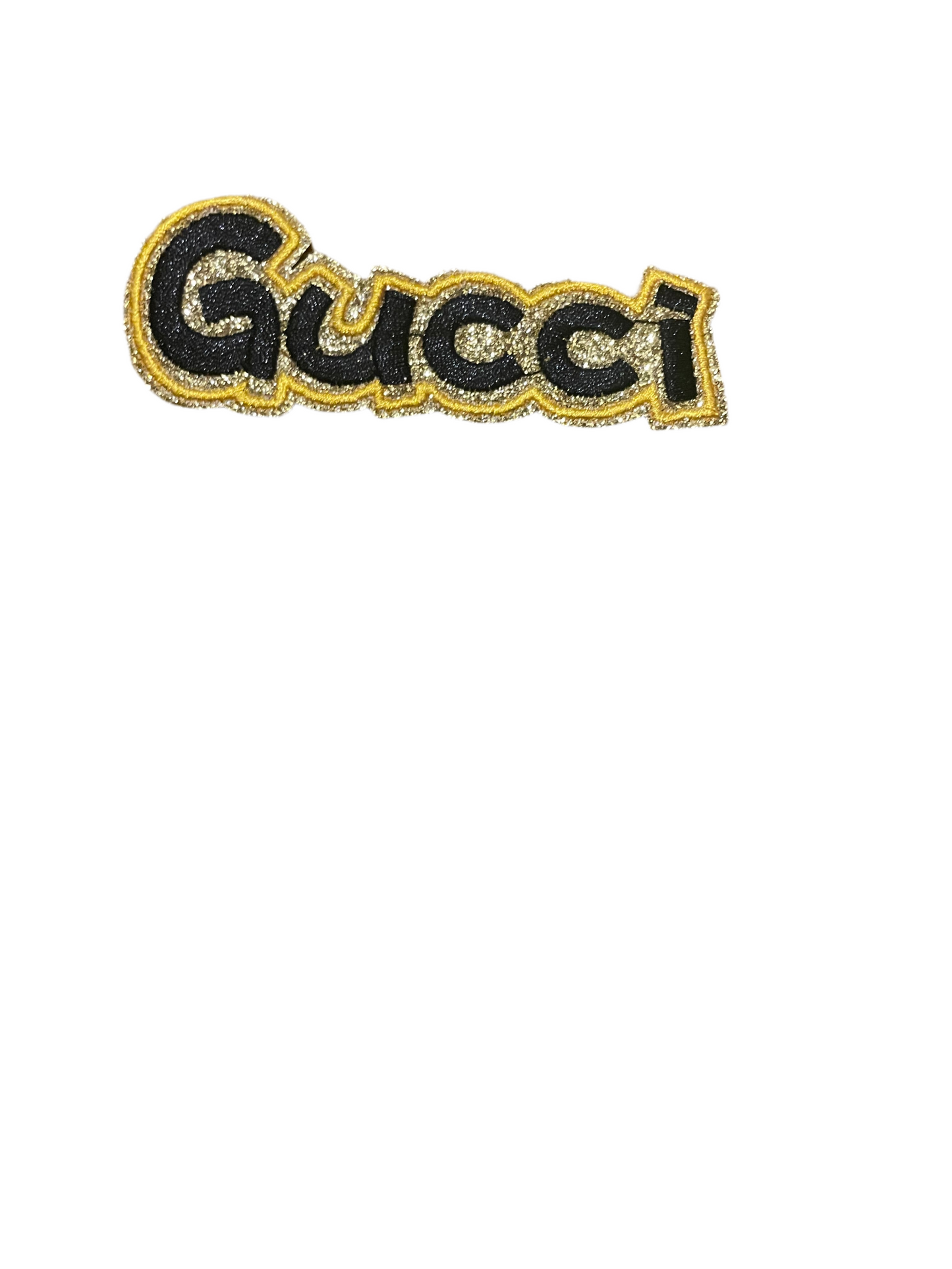 Small black and gold name patches
