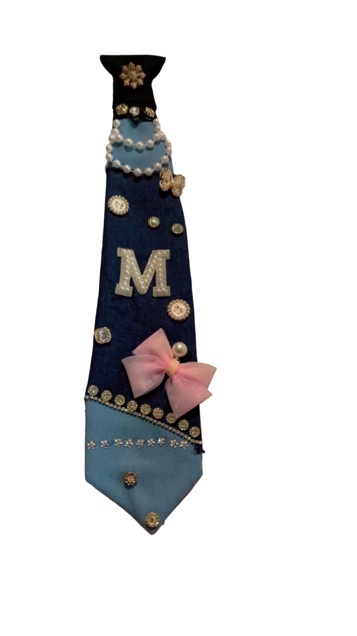 Custom Denim mix Initial junk tie
