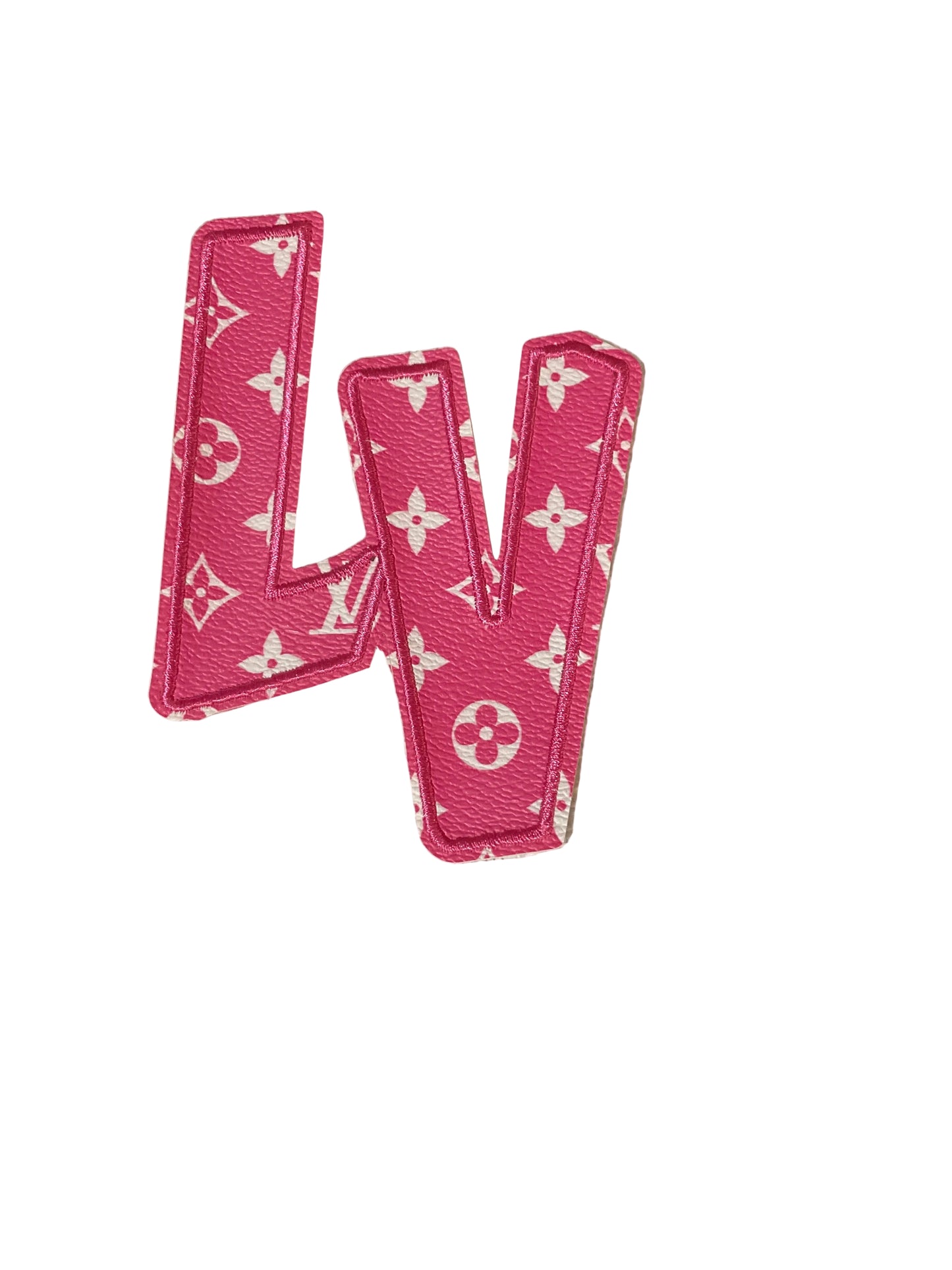 Med red/white leather initials
